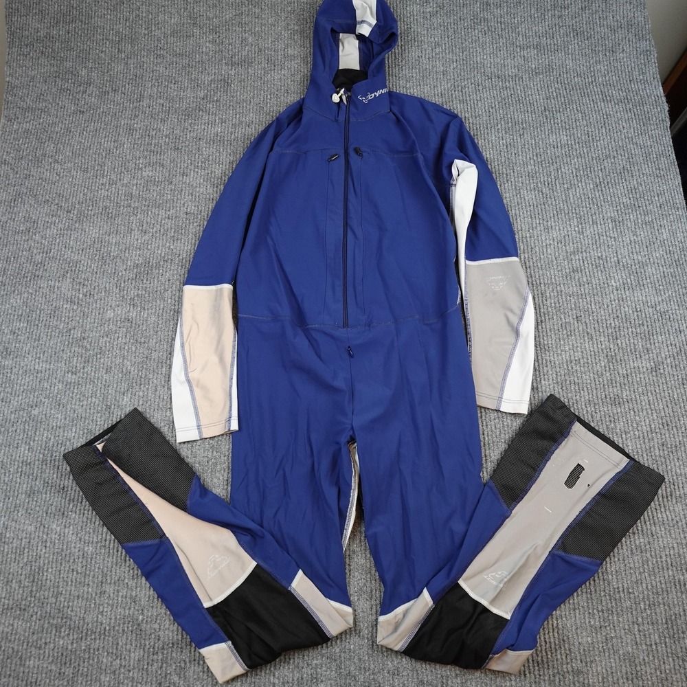 Dynafit Ski Tracksuit Mens Large Blue Hooded Softshell One Piece Suit Zip